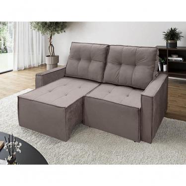 Imagem de Sofá Retrátil E Reclinável 2 Lugares Montreal 1,60m Élpis Móveis Veludo Bege