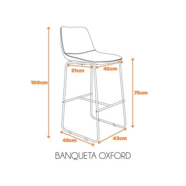 Imagem de Kit Com 2 Banquetas Oxford Assento Em Couro Ecológico E Base Cromada Fratini Conhaque