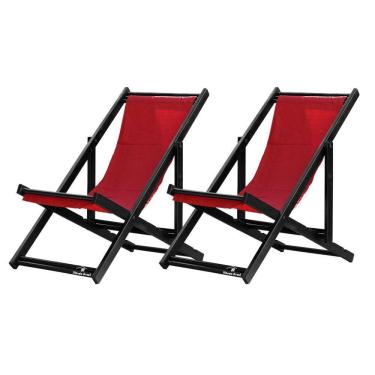 Imagem de Kit 2 Espreguiçadeiras Dobrável Black Sb-vermelho