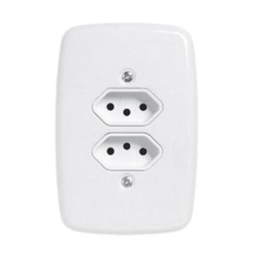 Imagem de Tomada Dupla 10A 250V 4x2 Ideale Pluzie Branco