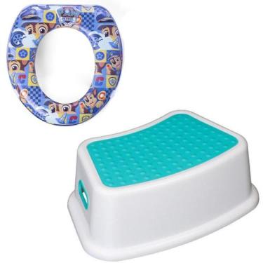 Imagem de Kit Completo Desfralde Redutor Azul Assento Vaso Sanitário e Degrau Ba