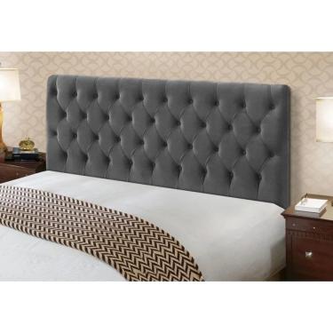 Imagem de Cabeceira Cama Box Casal 140cm Cristal Veludo Cinza - Mv Estofados