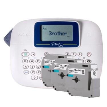 Imagem de Rotulador Brother Eletronico Portatil Branco Com 3 Fitas - Ptm95wtbp