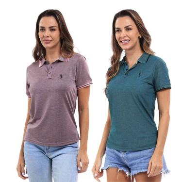 Imagem de Kit 2 Camisa Polo Feminina Piquet Viscose Casual