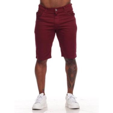 Imagem de Bermuda Masculina Sarja Sport Fino Volgue Alfaiataria Elastano, Vinho,