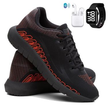 Imagem de Kit Tênis de Academia e Corrida Masculino Esporte Super Leve com Relógio e fone-Masculino
