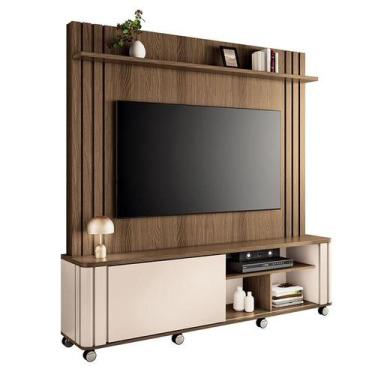 Imagem de Estante Home Theater Trinus Castanho Off White - HB Móveis - HB Moveis