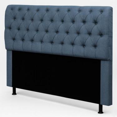 Imagem de Cabeceira Cama Box Casal Padrão Sarah 140cm com Frame Linho Azul - Des