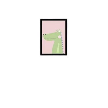 Imagem de Quadro Jacarezinho Verde Rosa 24X18 Com Vidro Madeira Preta