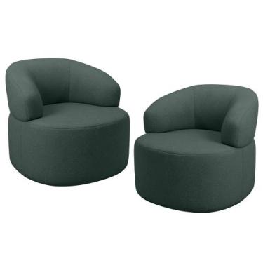 Imagem de Kit 02 Poltronas Giratória Orgânica Para Sala de Estar Living Helena L