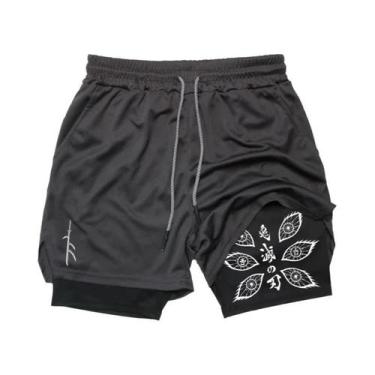 Imagem de Shorts De Corrida Masculinos De Verão Com Estampa Anime Demon Slayer K