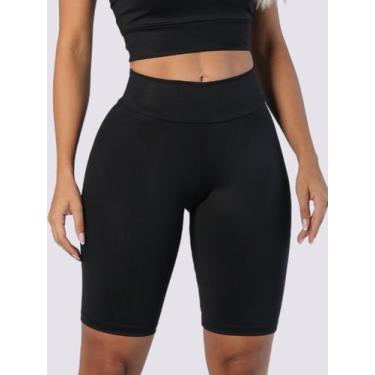 Imagem de Bermuda Suplex Fitness Feminina Academia Treino Malhar Cintura Alta Ci