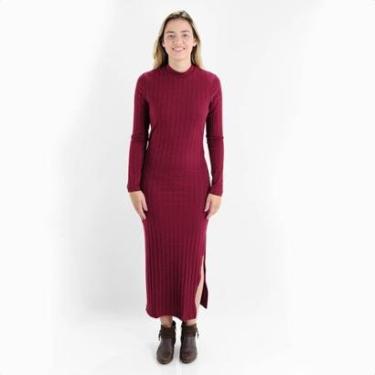 Imagem de Vestido Canelado Colcci Slim Comfort Bordô - Feminino-Feminino