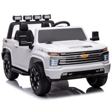 Imagem de Carro Elétrico Infantil, Chevrolet Silverado com Controle Remoto, 2 Lugares, Luzes, Música e Pneus EVA, 24V, NEWQIDA, Branco