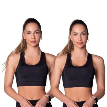 Imagem de 20822 selene kit com 2 tops basicos liso com bojo removivel, G, Preto