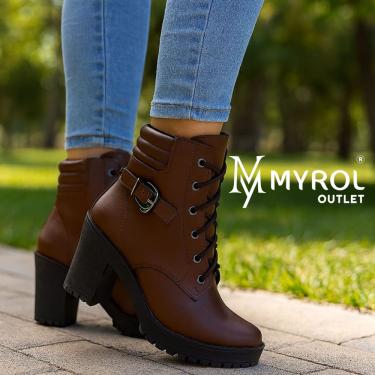 Imagem de Bota Coturno Salto Tratorado Com Fivela Confortavel Marrom