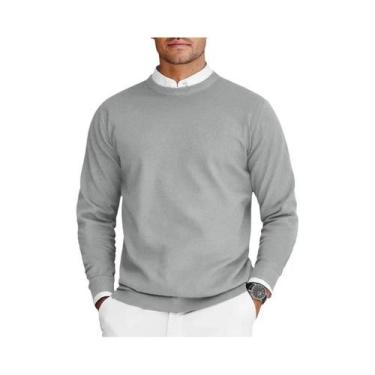 Imagem de Suéter Masculino Oversize Com Gola Redonda, Manga Longa, Leve, Em Cor 