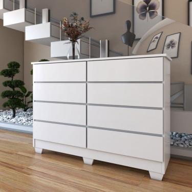 Imagem de Cômoda House 8 Gavetas com Pés Branco - Panorama Móveis