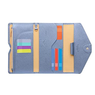 Imagem de ZOPPEN Carteira de viagem multiuso com bloqueio de RFID para passaporte Porta-cartão de vacina e passaporte, combo organizador de documentos com três dobras, essenciais para viagem, One Size, Casual
