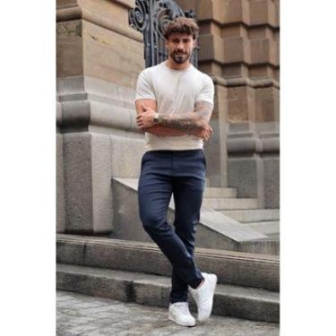 Imagem de Calça Alfaiataria Slim Fit Masculina Social Azul Codi Jeans-Masculino