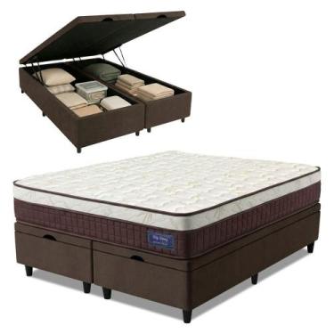 Imagem de Cama Box Baú Colchão Queen Molas Superlastic Euro Pillow Start 158x198