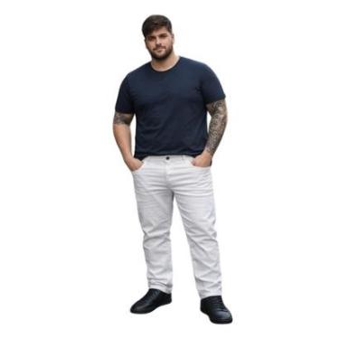 Imagem de Calça Sarja Reta Branca Plus Size Masculina Com Bolso-Masculino