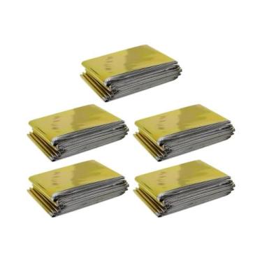 Imagem de Cobertor De Emergência Isolado De Dupla Face Em Ouro E Prata Para Cami