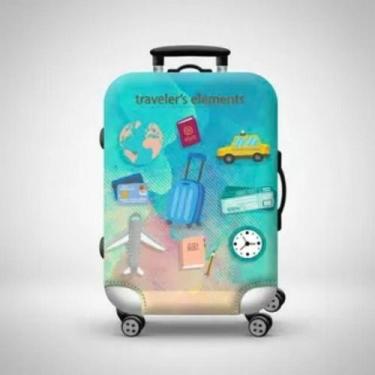 Imagem de Capa para mala de viagem estampado viajante tamanho p - Mimos e Viagen