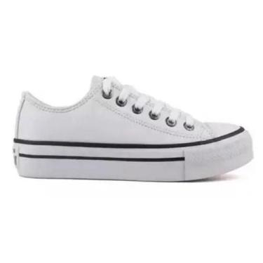 Imagem de Tenis All Feminino Cano Baixo Star Authentic plataforma couro branco, 