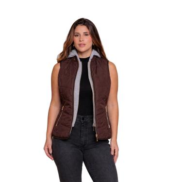 Imagem de Colete Puffer Forrado Acolchoado com Capuz em Moletom