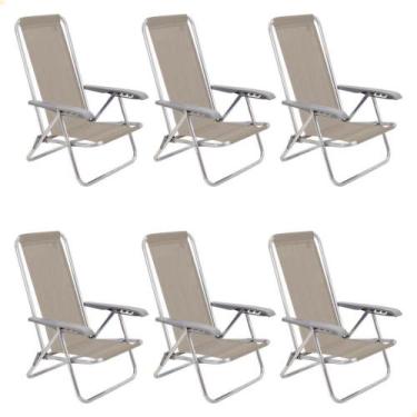 Imagem de Kit 06 Cadeiras de Praia Reclin. Tramontina Bali Baixa Alumínio c/ Ass