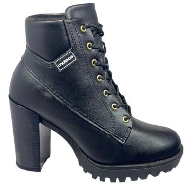 Imagem de Bota Coturno Tratorada Salto Alto Cano Curto Moleca 5325.119, Preto, 3
