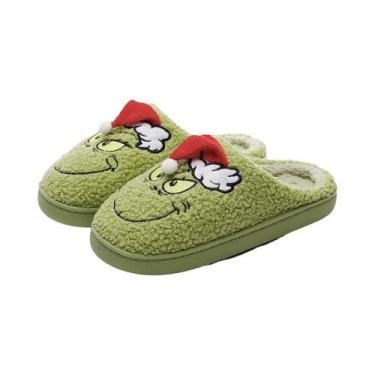 Imagem de Pantufas Monstro Peludas Verdes Para Homens E Mulheres, Sola Macia, Ca