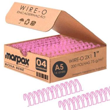 Imagem de Wire-o Encadernação 2X1 A5 Rosa Bebê 1" para 200fls 04un - Marpax