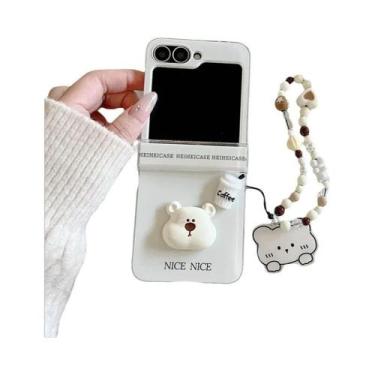 Imagem de Capa De Celular 3D Urso Café Casal Para Samsung Galaxy Z Flip 7 6 5 4 