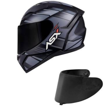 Imagem de Capacete ASX City Start Preto e Cinza Fosco Mais Viseira Fumê Tamanho: