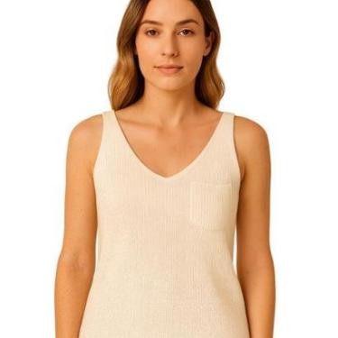 Imagem de Regata Vih Triny Larga com Bolsinho Produzida no Tricô Fang Casual Básica-Feminino