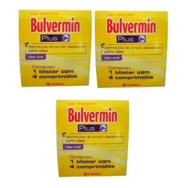 Imagem de Kit C/ 03 Bulvermin Plus Coveli 4 Comprimidos Vermífugo Plus