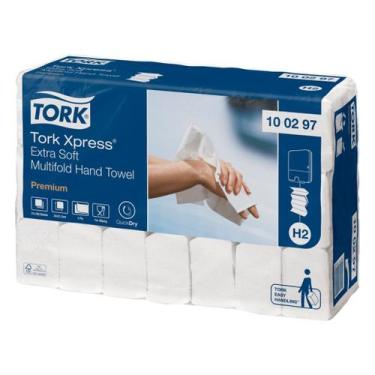Imagem de Papel Toalha Interfolha 4 Dobras Folha Dupla Premium 2.100 folhas Tork