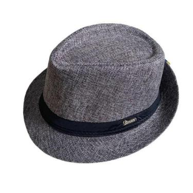 Imagem de Chapéu Panamá Fedora OEM 1104 Palha Sintética Aba Curta 4 cm Cinza Tam