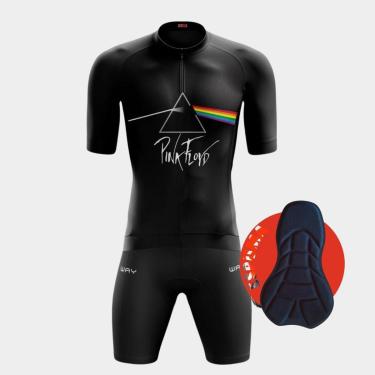 Imagem de Conjunto Ciclismo Masculino Camisa Pink Floyd PRO Manga Curta Bolso Traseiro Bermuda Fo...
