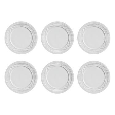 Imagem de Jogo 6 Pratos Raso De Vidro Branco Redondo Jantar 25cm - CLICK HOUSE