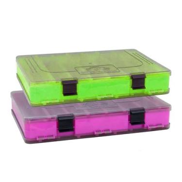 Imagem de Kit com 02 Estojos para Iscas EP Fishing Duplo Rosa e Verde (16 divisó