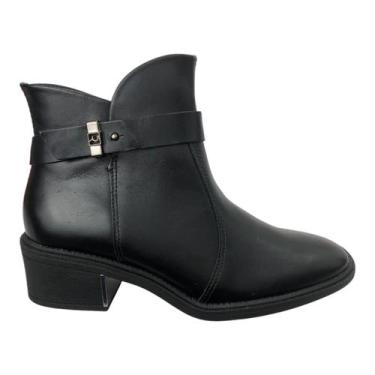 Imagem de Bota Feminina em Couro Original Ramarim Salto Bloco Médio Trabalho Dia
