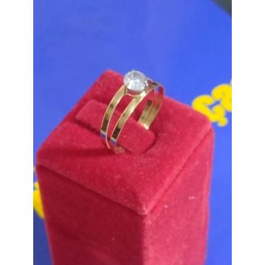 Imagem de Anel Pedra Ouro 18 kilates Casamento Noivado Compromisso 2.50 Gramas P
