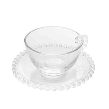 Imagem de Conjunto 4 Xícaras Chá Cristal de Chumbo com Pires Pearl 180ml - WOLFF