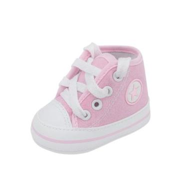 Imagem de Tênis Sapatinho Star Bebê Recém Nascido Cano Alto Com Glitter - Xukinh