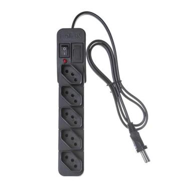 Imagem de Filtro De Linha 5 Tomadas Bivolt Preto Fiolux