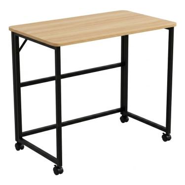 Imagem de Mesa Escrivaninha Dobrável Industrial 80cm Marrom em MDF MDP para Home Office Apartamento Utibom