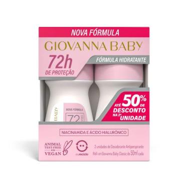 Imagem de Kit Desodorante Roll-on Giovanna Baby Classic Rosa 50ml 2 Unidades